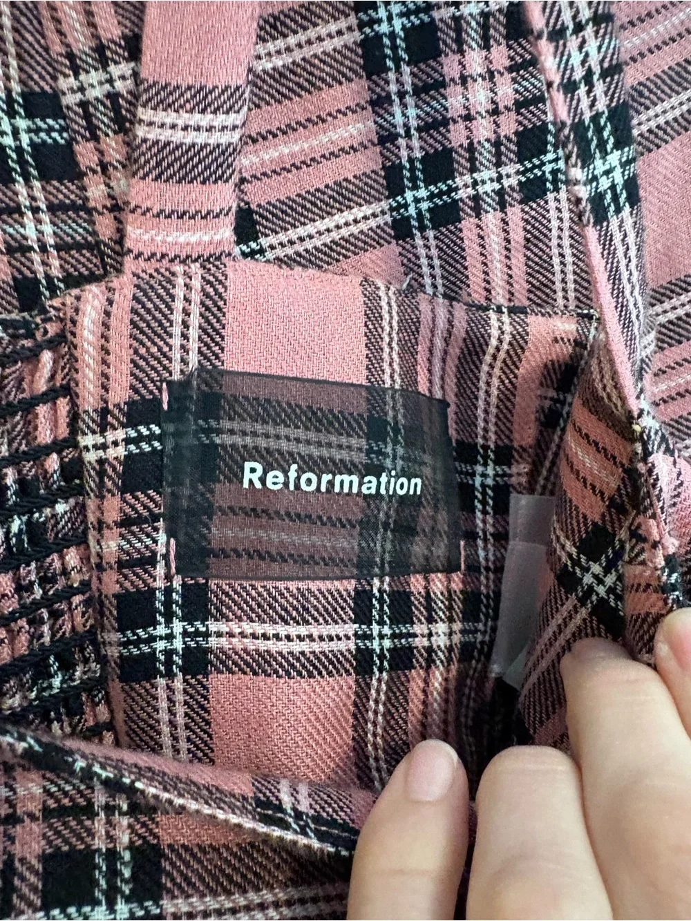 Reformation 2-Piece Pink Plaid Linen Set - Top & Pants (Size 4)